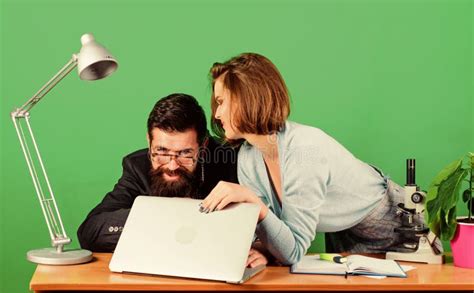 Mature Teacher And Attractive Female Banned Relations Concept Private Lesson Flirting With