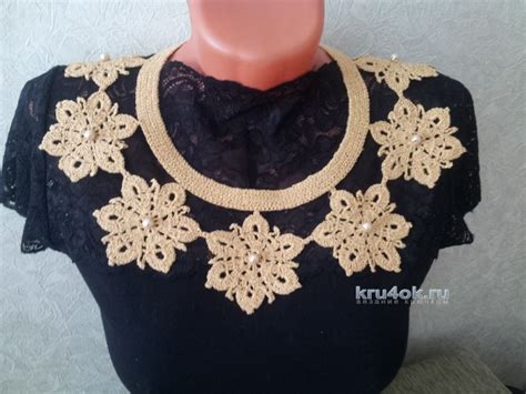 Колье снежинка связанное крючком