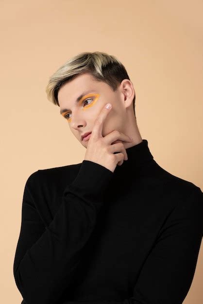 Free Photo Blonde Man Wearing Make Up