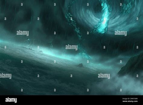 Sea View Of A Ocean Hurricane Also Called Tornado Or Typhoon In Florida