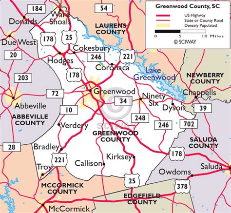 Map Of Greenwood County Due West Us Highway Genealogy Resources