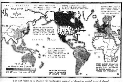 JF Ptak Science Books: Unusual Maps: US Financial Impact on the World, 1929