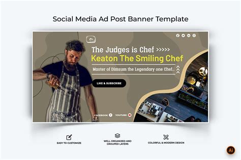 Chef Cooking Facebook Ad Post Banner Graphic by 3djagan · Creative Fabrica