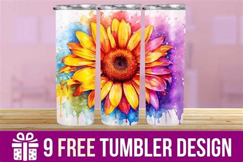 3d Sunflower Tumbler Wrap Designs Sublimation Design