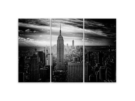 Feeby Tableau Sur Toile En Panneaux Ville De New York Noir Et Blanc