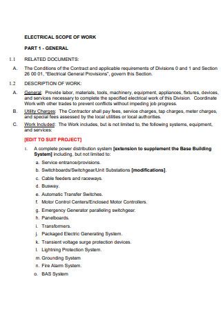 Scope Of Work Electrical Services Wiring Diagram And Schematics