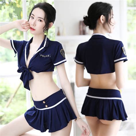 Jual Lingerie Set Sexy Seksi Rok Model Cosplay Custom Kustom Sexy Seragam Police Polisi A Sv