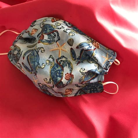 Maryland Blue Crab Face Mask 100 Cotton With Elastic Etsy