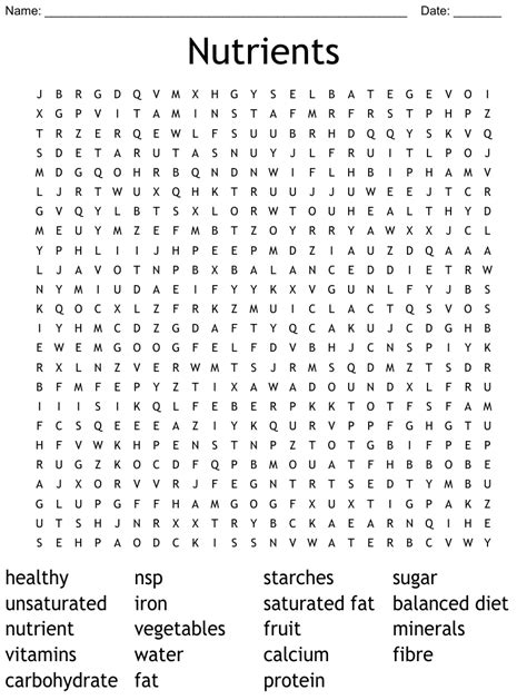 Healthy Eating Word Search Wordmint