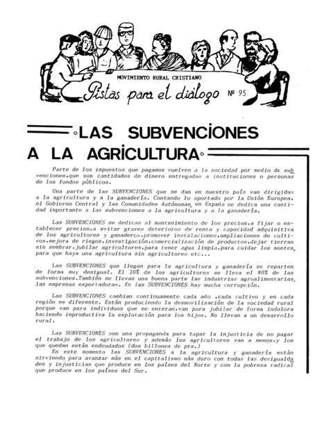 Subvenciones A La Agricultura