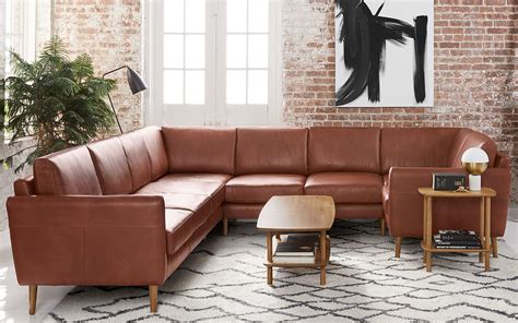 Modern Brown Leather Sectional Sofa | Baci Living Room