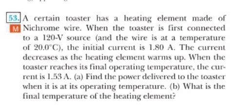 Solved A Certain Toaster Has A Heating Element Made Of Chegg