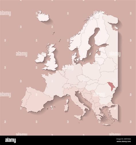 Vector Illustration With European Land With Borders Of States And