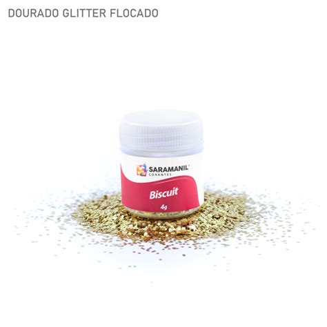 Dourado Glitter Flocado Saramanil Corantes