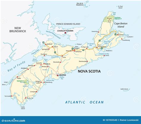 Nova Scotia Road Vector Map Canada Stock Vector Illustration Of