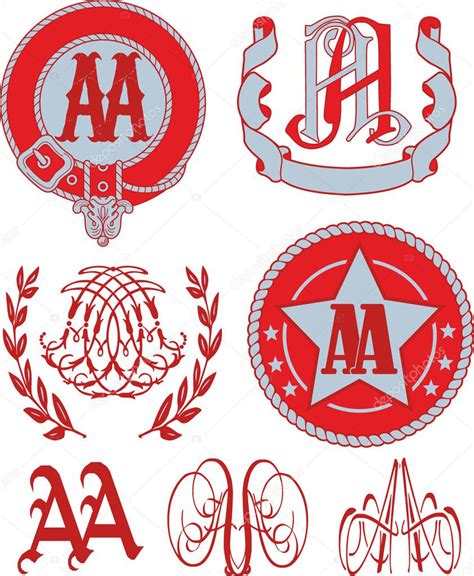 Set of AA monograms and emblem templates ⬇ Vector Image by © rorius ...