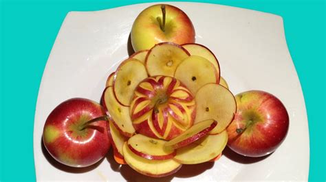 design edible apple flower fruit carving  cutting art youtube
