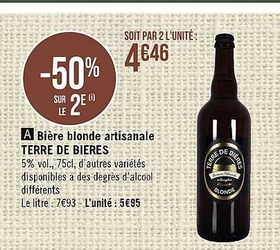 Promo Bière Blonde Artisanale Terre De Bières chez Supermarchés iCatalogue fr
