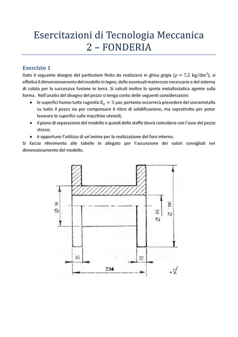 Esercitazione Esercitazioni Di Tecnologia Meccanica Fonderia