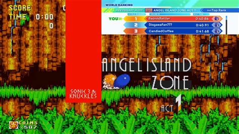 Wr Sonic Origins Angel Island Act 1 Speed Run 40 86s Youtube