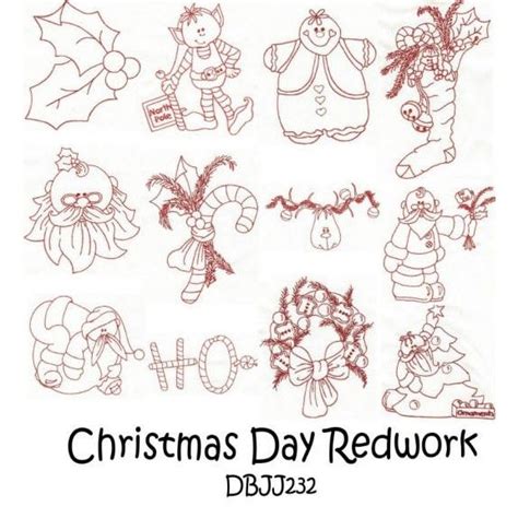 Christmas Day Redwork Machine Embroidery Designs Designs By Juju