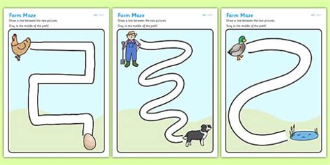 Farm Pencil Control Path Worksheets Hecho Por Educadores