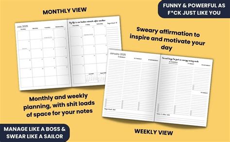 Fuck It Planner Funny Weekly Organizer With Sweary Affirmations And Sassy Coloring Pages