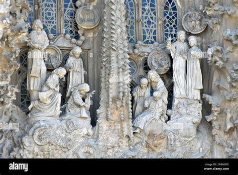 Sculpture On Sagrada Familia Barcelona Spain Europe Stock Photo Alamy