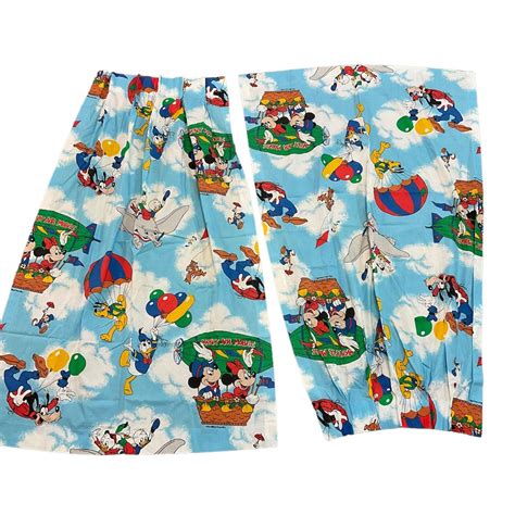 Walt Disney Mickey Mouse And Friends Curtains Hot Air Balloons Donald Goofy Pluto Etsy