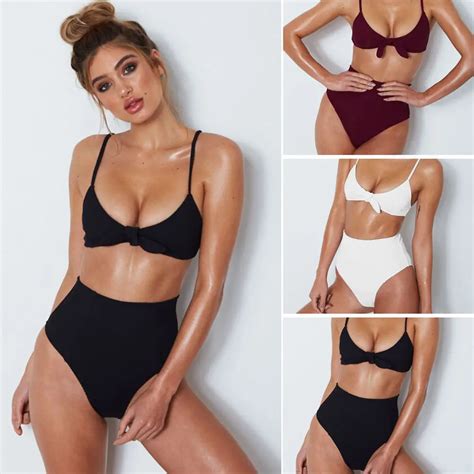 Women Swimwear Bathing Suit Triangle Bikini Push Up Top High Waist