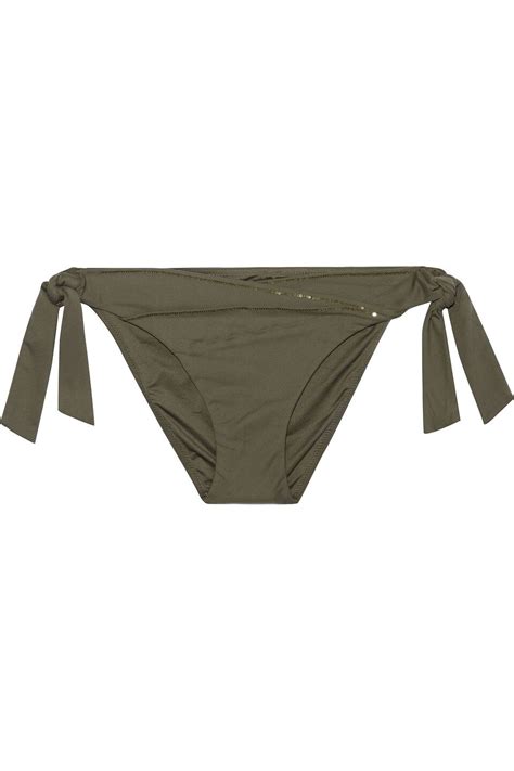 Buy La Perla Pleated Sequin Embellished Low Rise Bikini Briefs Army