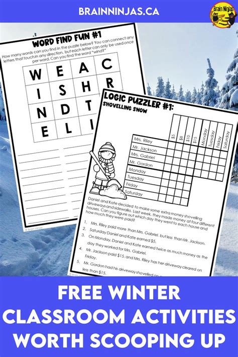 Free Winter Classroom Activities Worth Scooping Up Ninja Notes