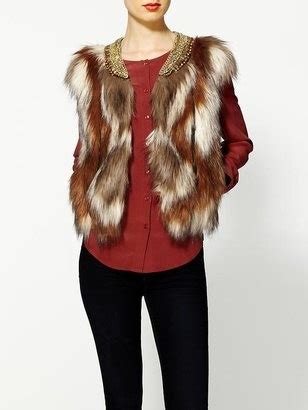 Twelfth St By Cynthia Vincent By Cynthia Vincent Neck Beaded Fur Vest