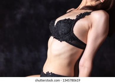 Beautiful Woman Sexy Luxury Black Lingerie Stock Photo