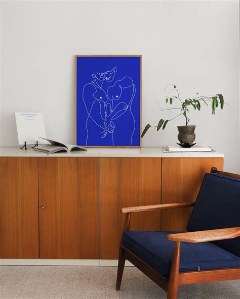 Blue Abstract Nude Wall Art Gay Art Print Royal Blue White Etsy