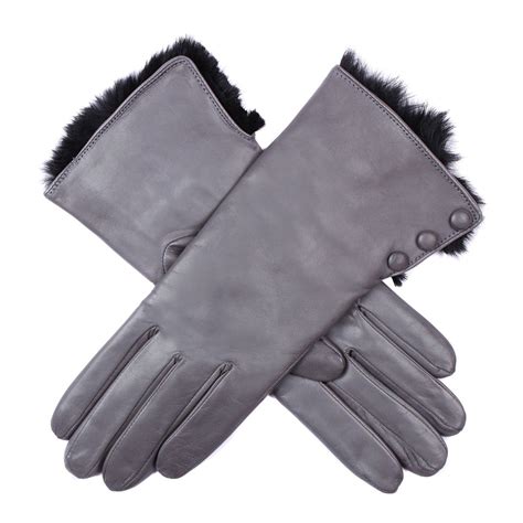 Dents Ladies Leather Gloves With Rabbit Fur Cuff