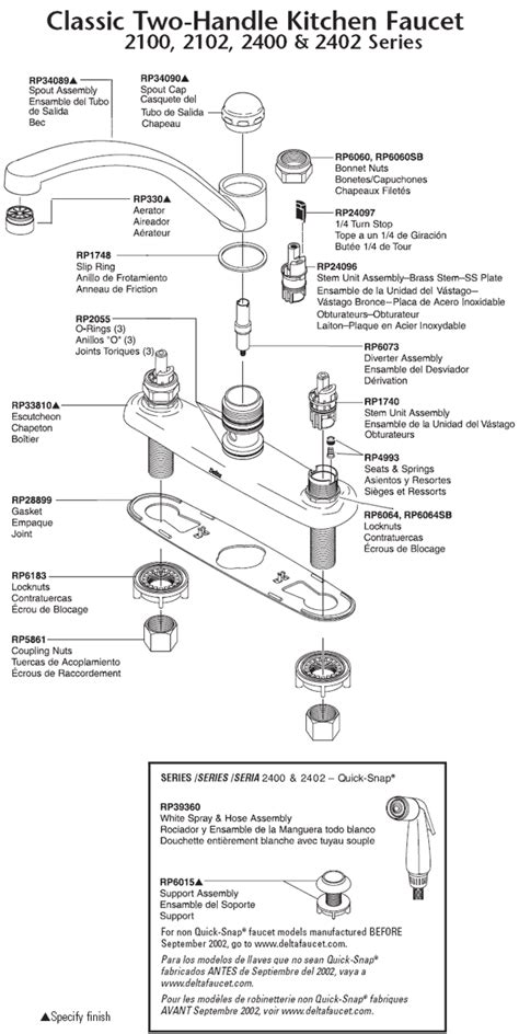 Delta Kitchen Faucet Parts For Models 2100