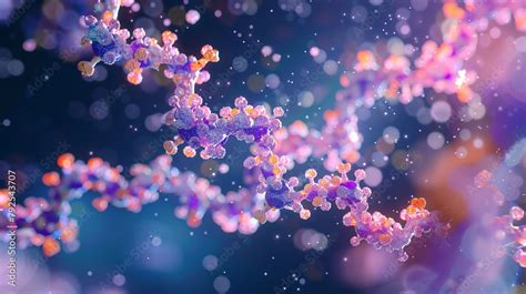 High-detail molecular structure of insulin showing peptide chains and ...