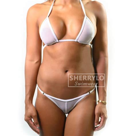 See Through Mesh Micro Bikini Set Women S Brazilian Sheer Extreme Bikinis Mesh Thong Swimwear