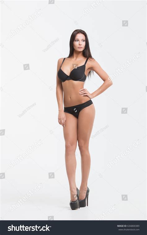 Sexy Woman Black Lingerie On White Stock Photo 634800389 Shutterstock