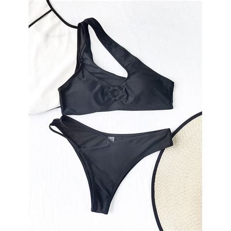 Seksi Bikini Seti Tek Omuz Bikiniler Yüksek Bel Kadın Mayo Kadın Mayo Mayo Biquini Yüzme