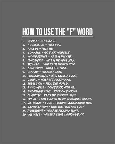 How To Use The F Word Funny Fuck Joke Gag Sarcastic Digital Art By