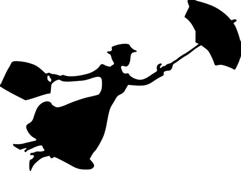 Mary Poppins Black And White Clip Art