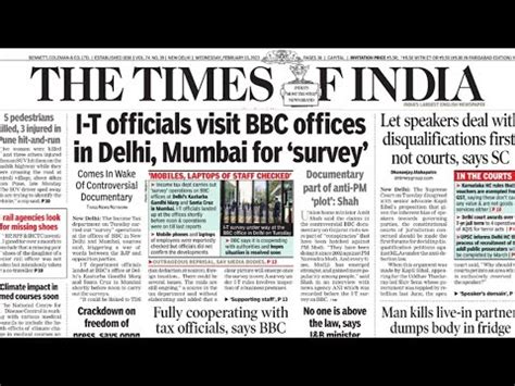 feb    times  india newspaper headlines   times