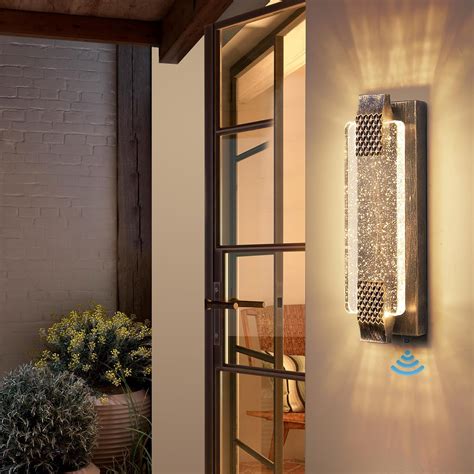Camuucci Dusk To Dawn Outdoor Light With Crystal Bubble Glass Led