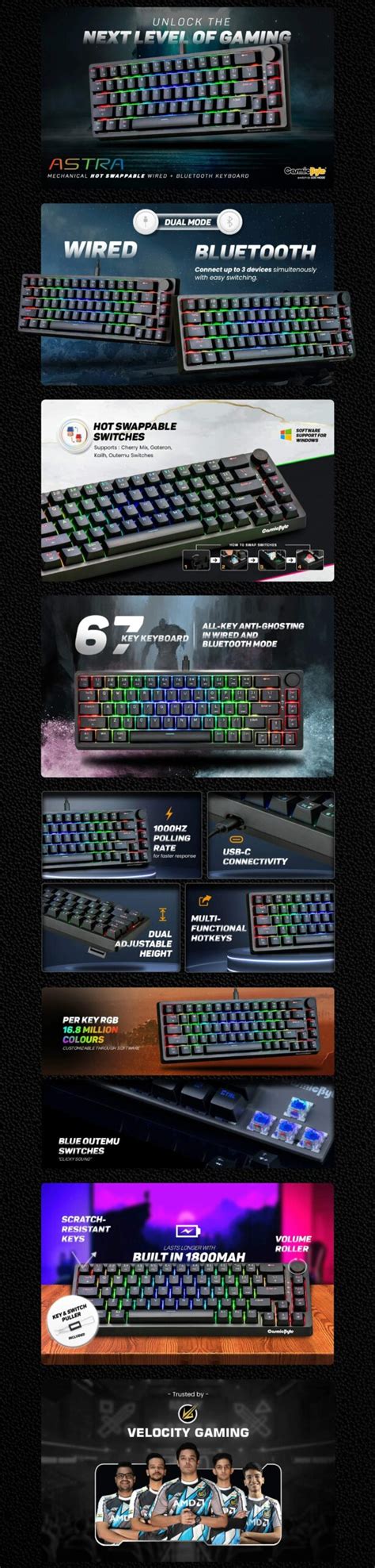 Cosmic Byte Cb Gk Astra Hot Swappable Mechanical Keyboard