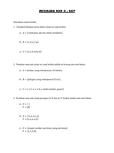 Contoh Soalan Bab Set Tingkatan 4