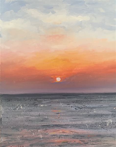 Original Acrylic Painting Sunset Over The Ocean Etsy