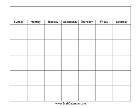 Blank Calendar Monday Through Friday - Printable Template Calendar