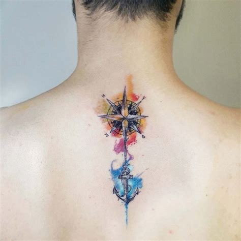 Watercolor Compass And Anchor Tattoo Best Tattoo Ideas Gallery